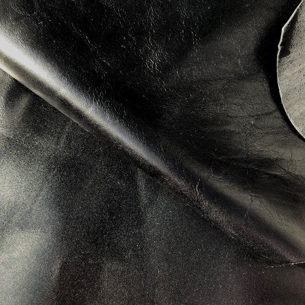 4oz (1.6mm) Black Stiffer Aniline Cow Leather (per square foot