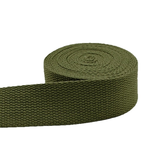 1.25" Cotton Webbing - Olive (by the yard)