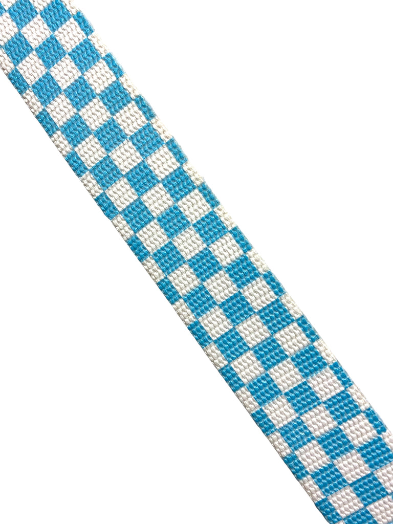 1.5" Light Blue Checkered Polyester Webbing (By the Yard)