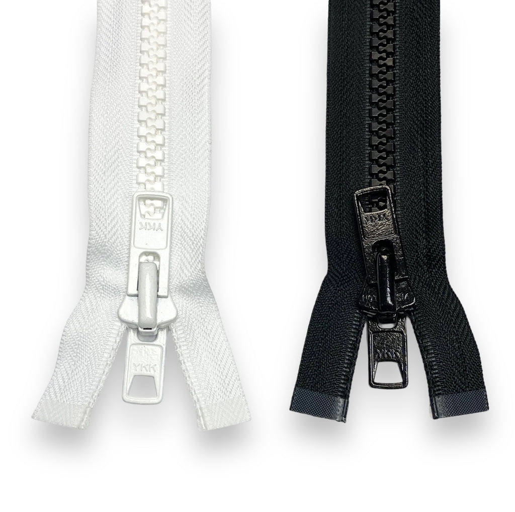 YKK VISLON #10VS Plastic One-Way Open End Reversible Boat Zipper - Black, White