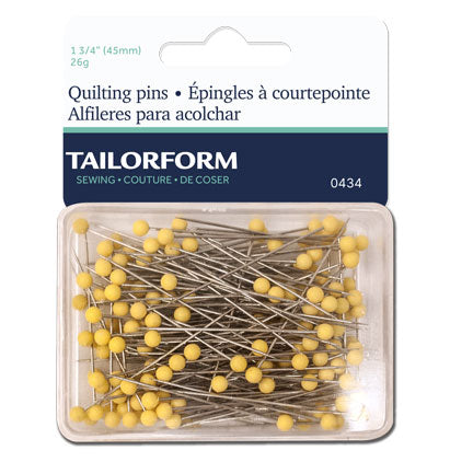 Tailorform Quilting Plastic Head Pins Yellow - 45mm (26g)
