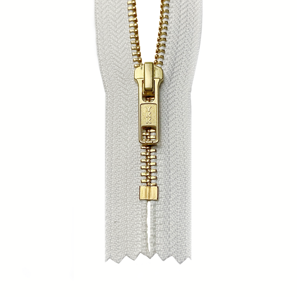 YKK #5 Brass Closed-End Zipper - White
