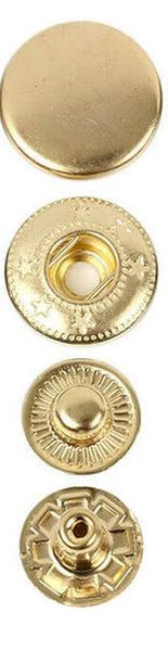 SN10B11 Snap Button, Cap 10mm, S-Spring Socket, Natural Brass, Solid Brass  (100 sets per bag) 