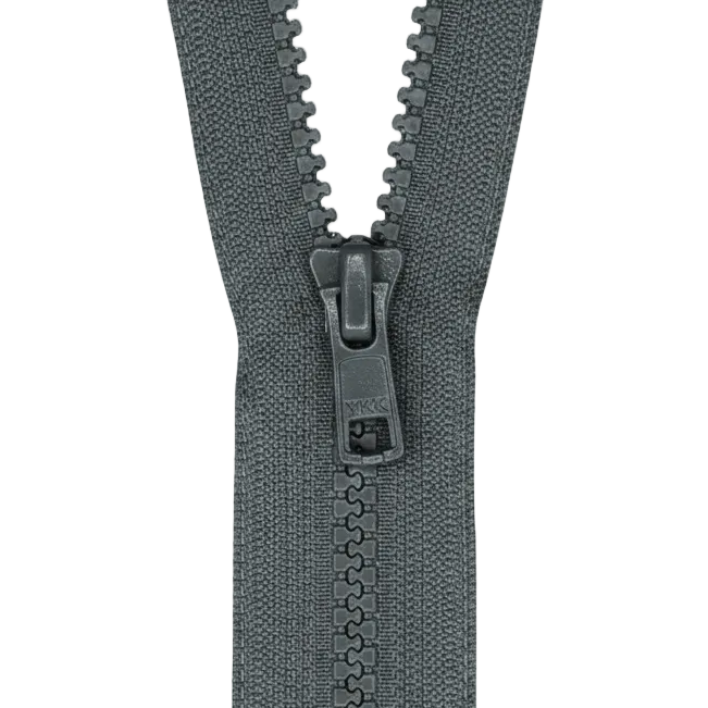 YKK VISLON #5VS Plastic One-Way Closed End Zipper – Dark Grey 577 (3 Sizes)