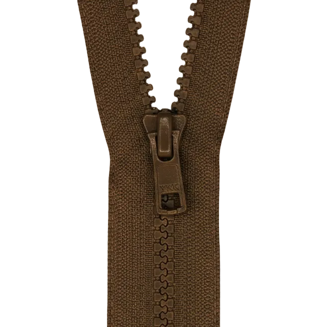 YKK VISLON #5VS Plastic One-Way Closed End Zipper – Medium Brown 900 (3 Sizes)