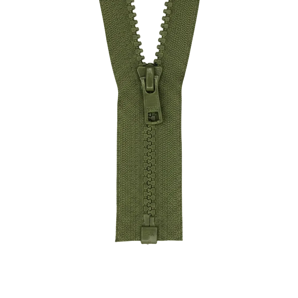 YKK VISLON #5VS Plastic One-Way Open End Zipper – Olive 566 (9 Sizes)