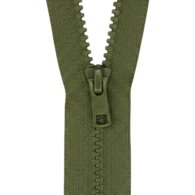 YKK VISLON #5VS Plastic One-Way Closed End Zipper – Olive 566 (3 Sizes)