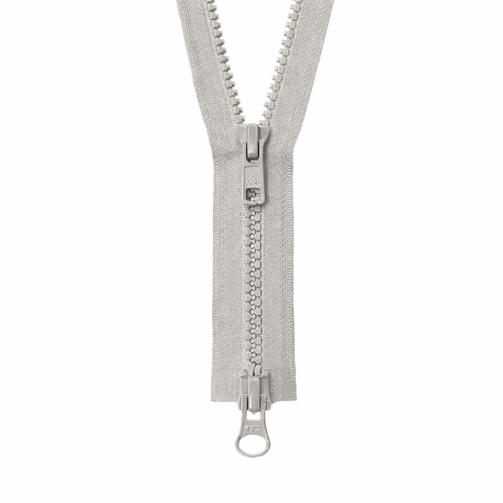 YKK VISLON #5VS Plastic Two-Way Open End Zipper – Light Grey 576 (5 Sizes)