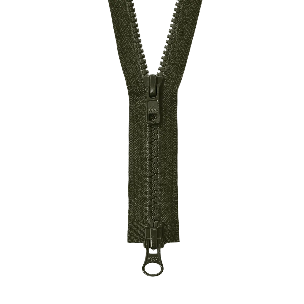 YKK VISLON #5VS Plastic Two-Way Open End Zipper – Dark Olive 223 (5 Sizes)