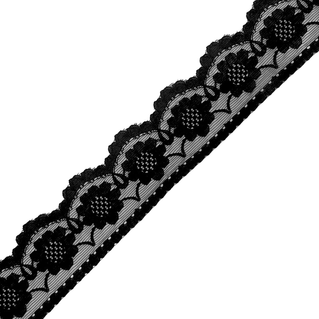 1.75" Daisy Lace Trim - Black (By the Yard)