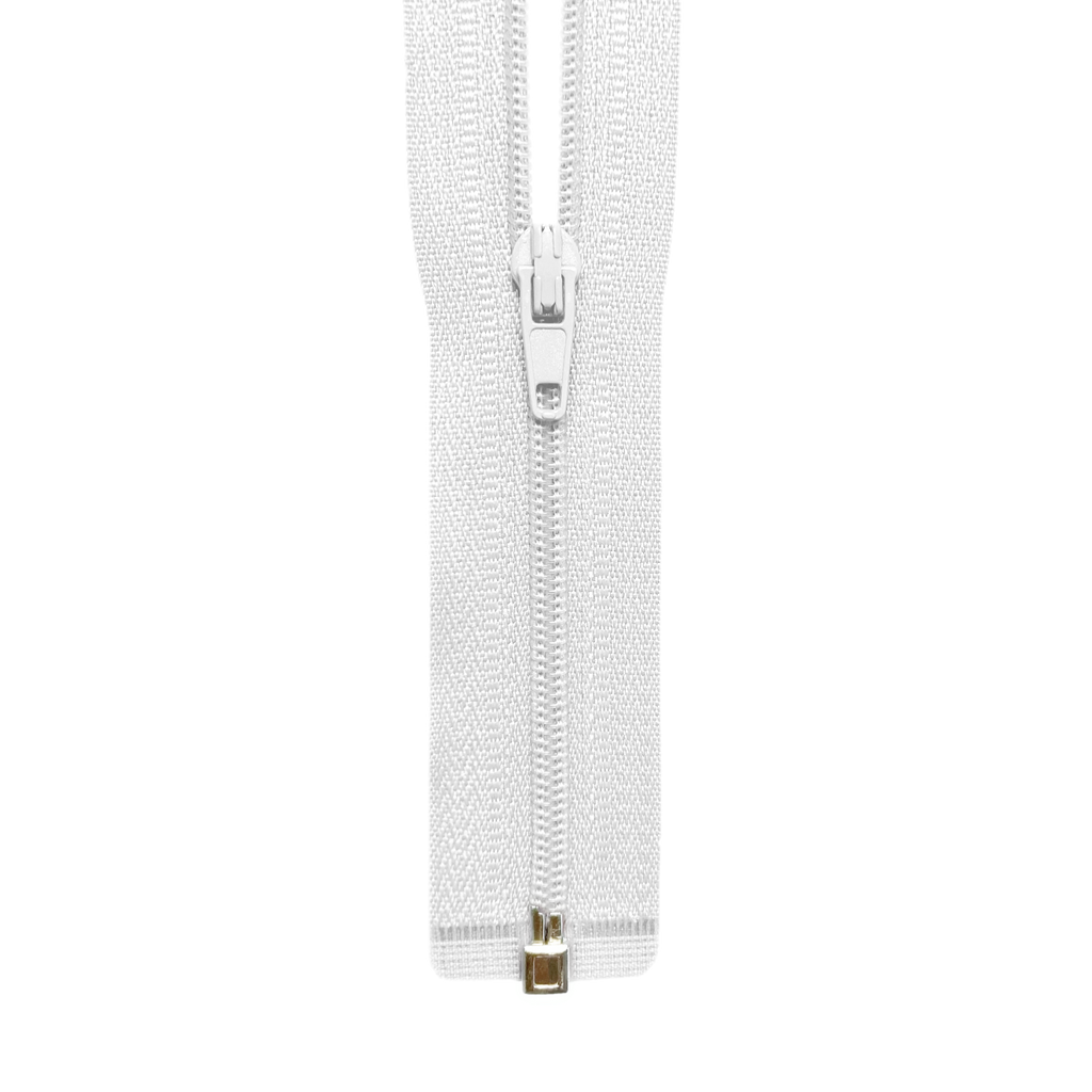 14" #3 Coil One-Way Separating Zipper - White