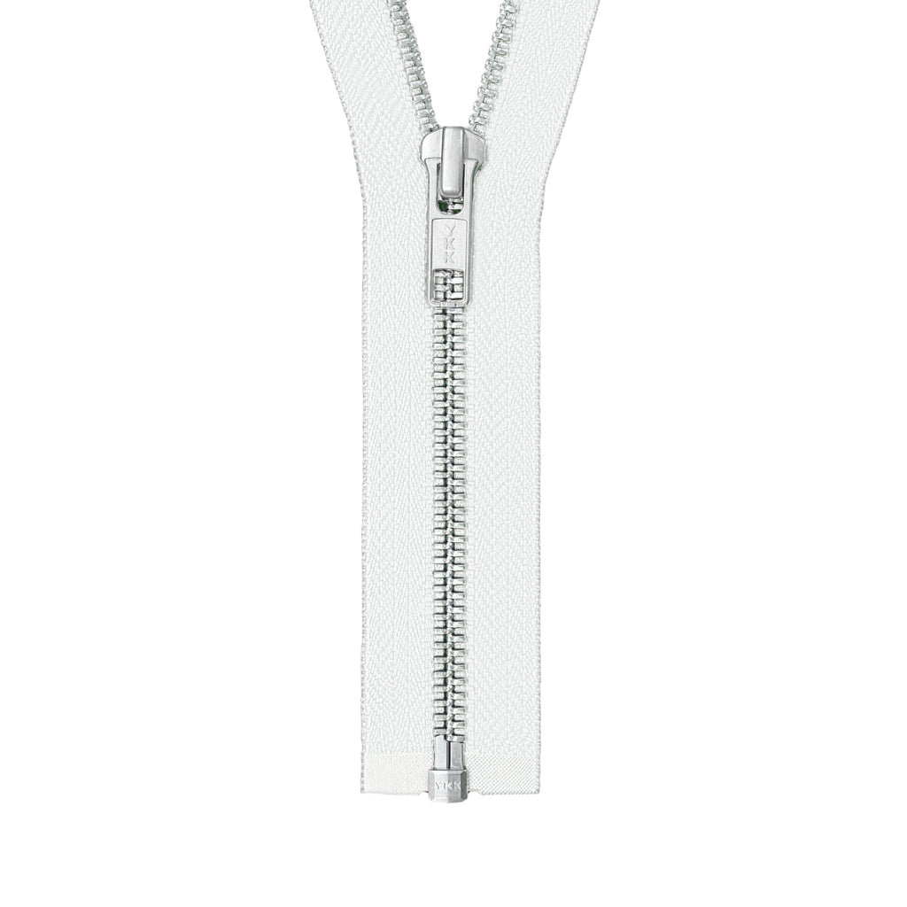 YKK #5 Aluminum One-Way Open End Zippers - White