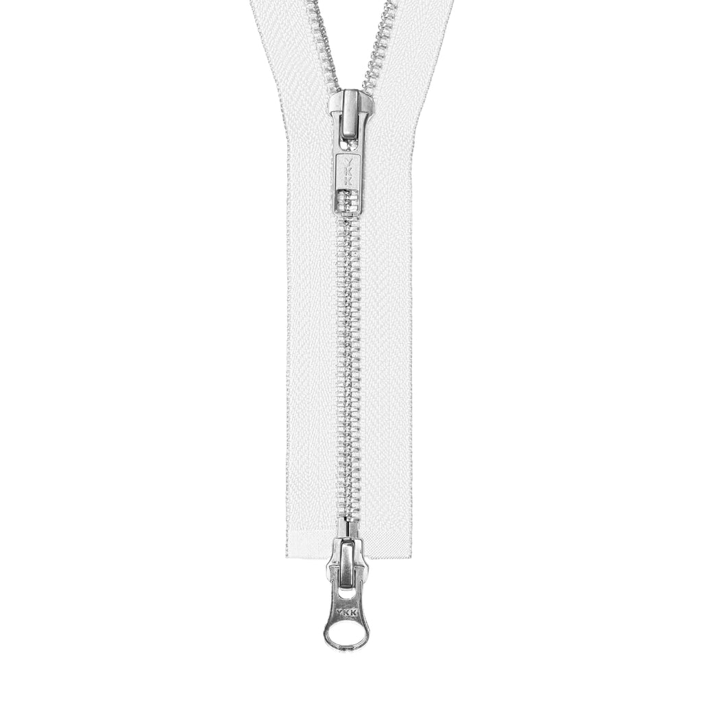 YKK #5 Aluminum Two-Way Open End Zippers - White