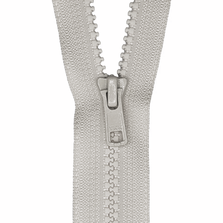 YKK VISLON #5VS Plastic One-Way Closed End Zipper – Light Grey 576 (3 Sizes)