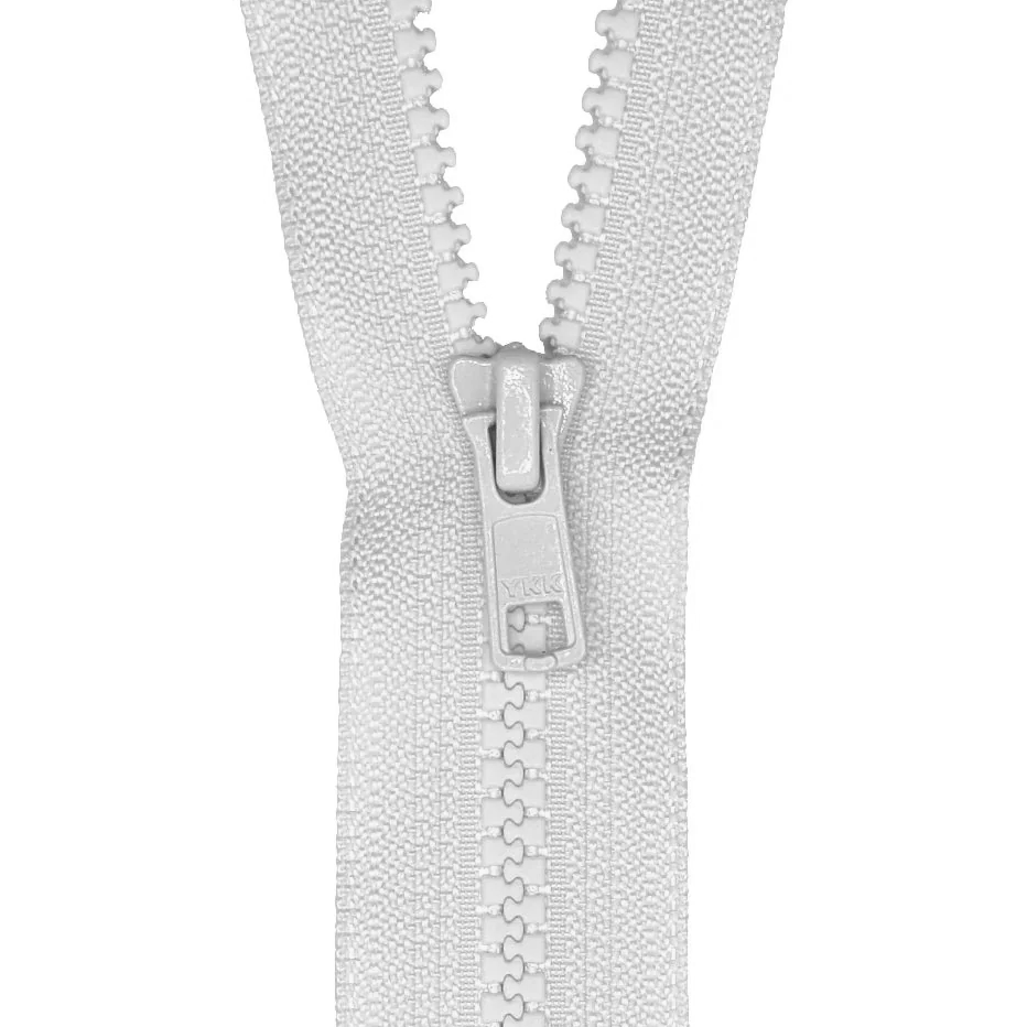 YKK VISLON #5VS Plastic Closed-End Zipper – White 501 (3 Sizes)