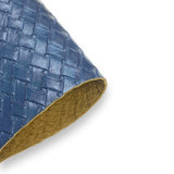 3oz (1.4mm) Cadet Blue Basket Weave Embossed Cow Leather (per square foot)