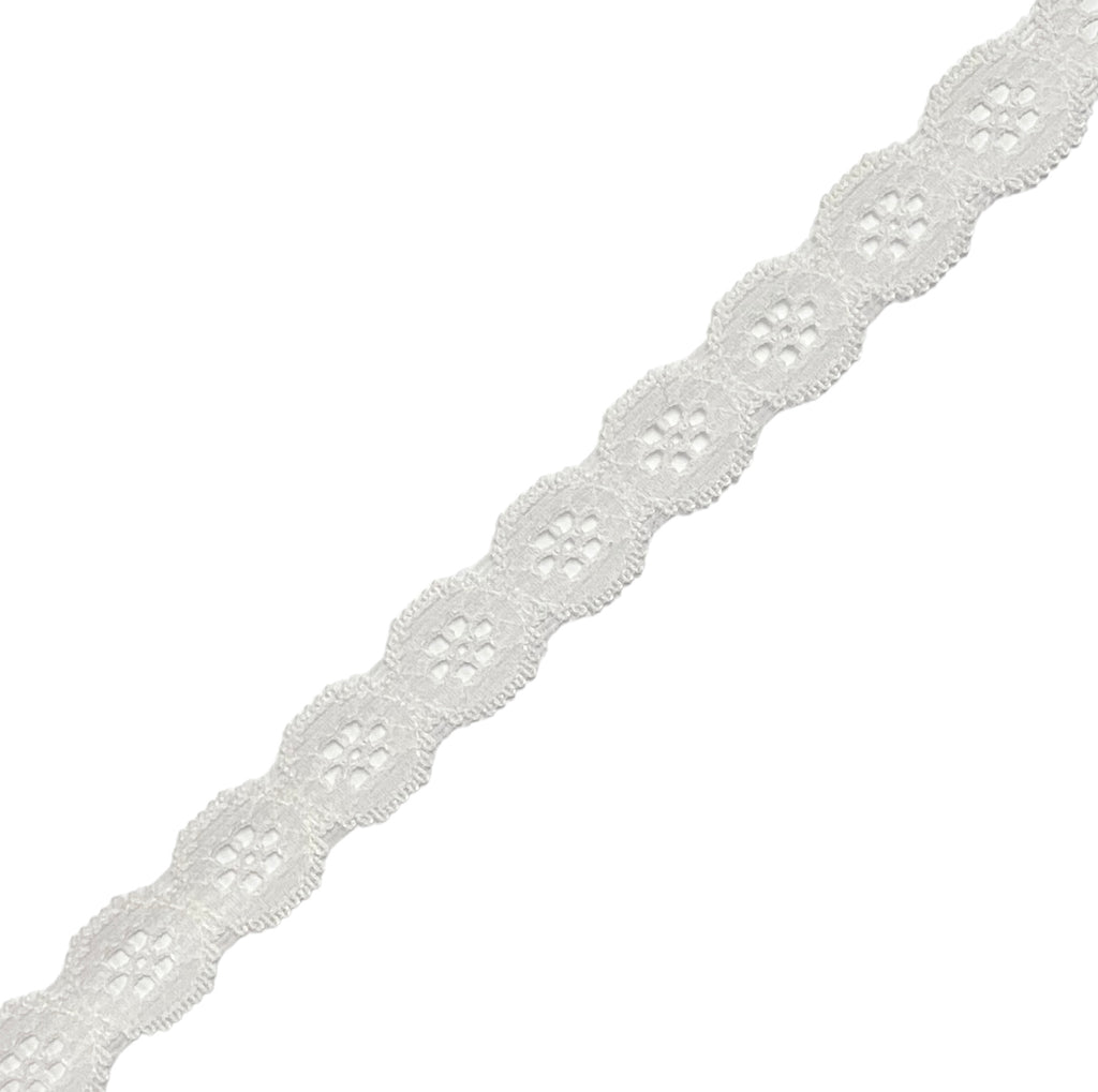 9/16" Scalloped Lace Trim - White (By the Yard)