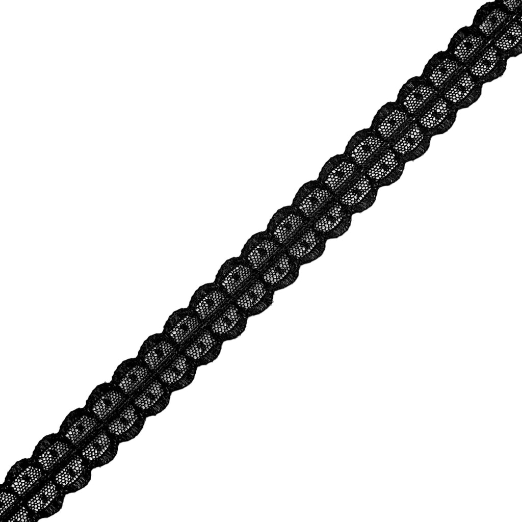 5/8" Scalloped Lace Trim - Black (By the Yard)