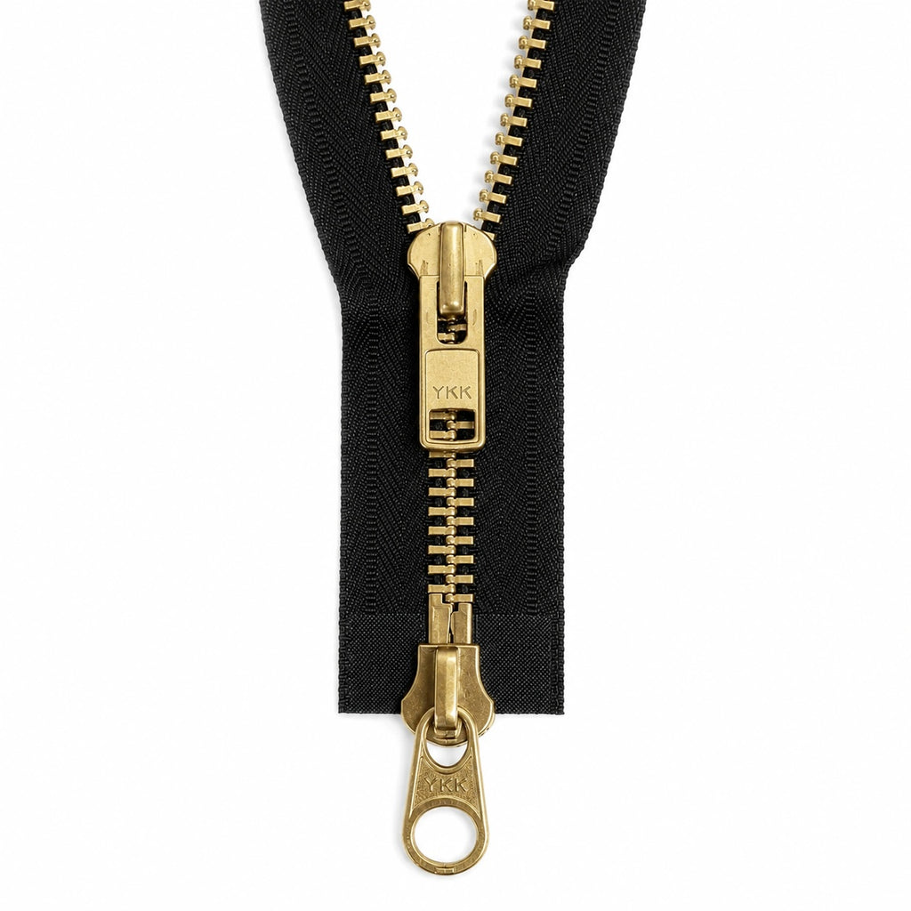 YKK #10 Brass 2-Way Open End Zipper - Black