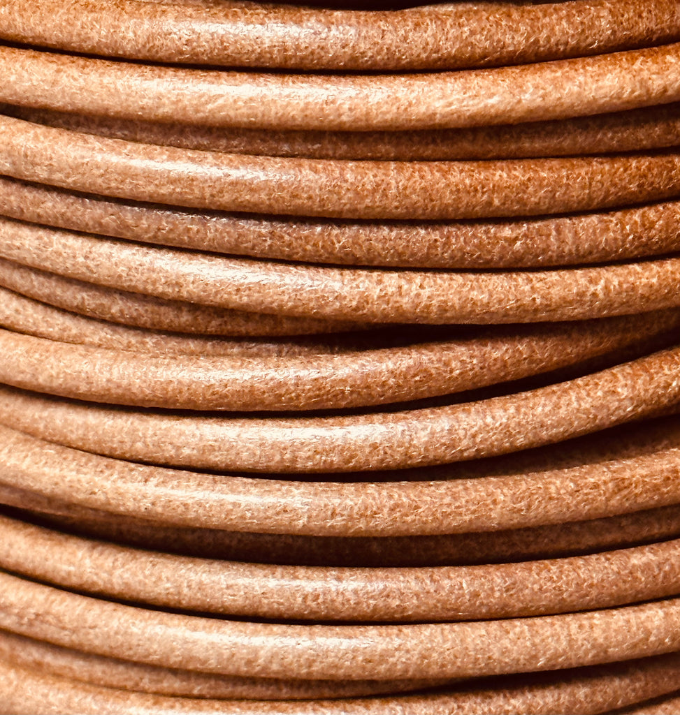 thumbnail image 2 of 2 Feet Genuine Greek Leather Cord - 2mm Thick, Natural Color 2 of 6