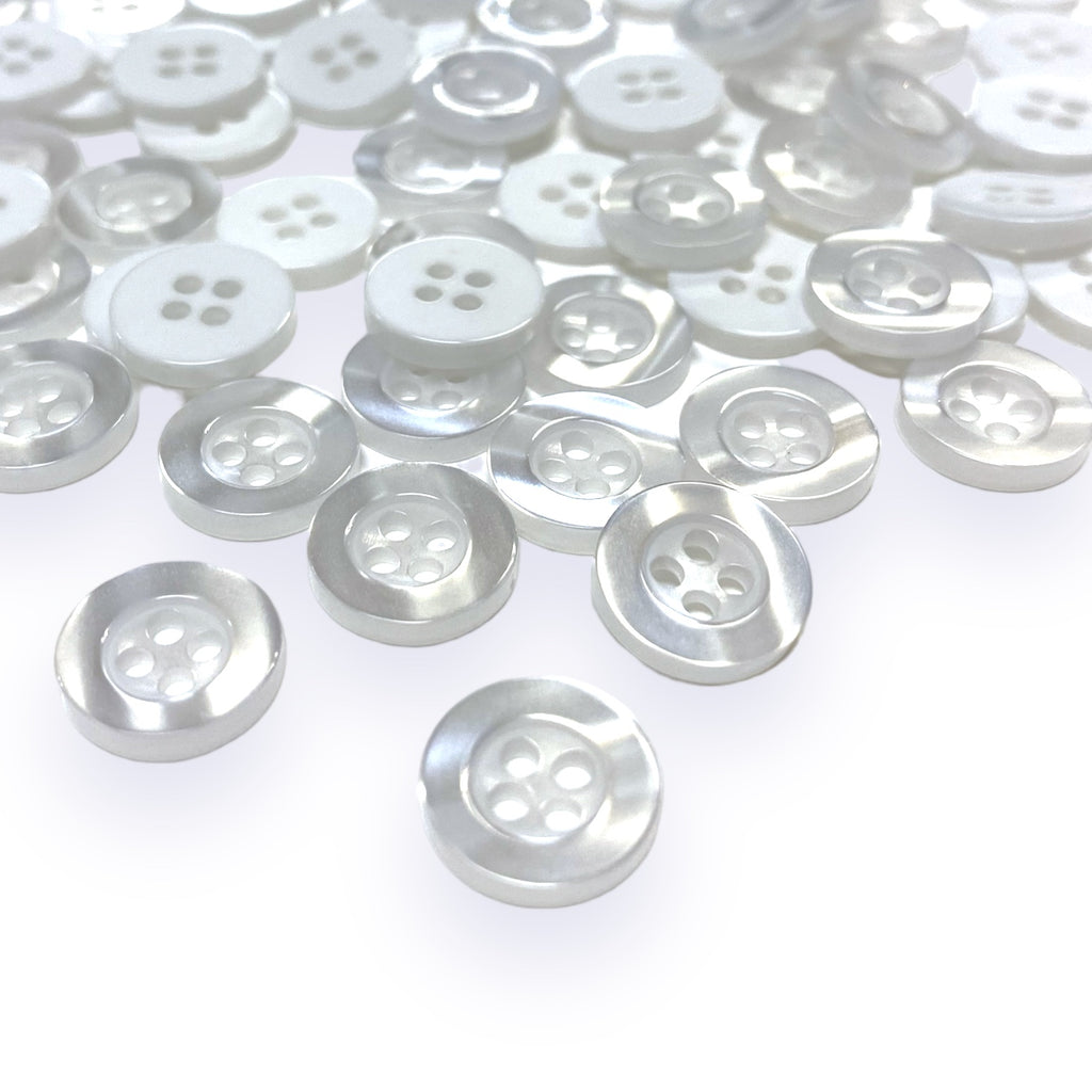 11.5 mm Pearl White Shirt  Buttons - (100 Pack)