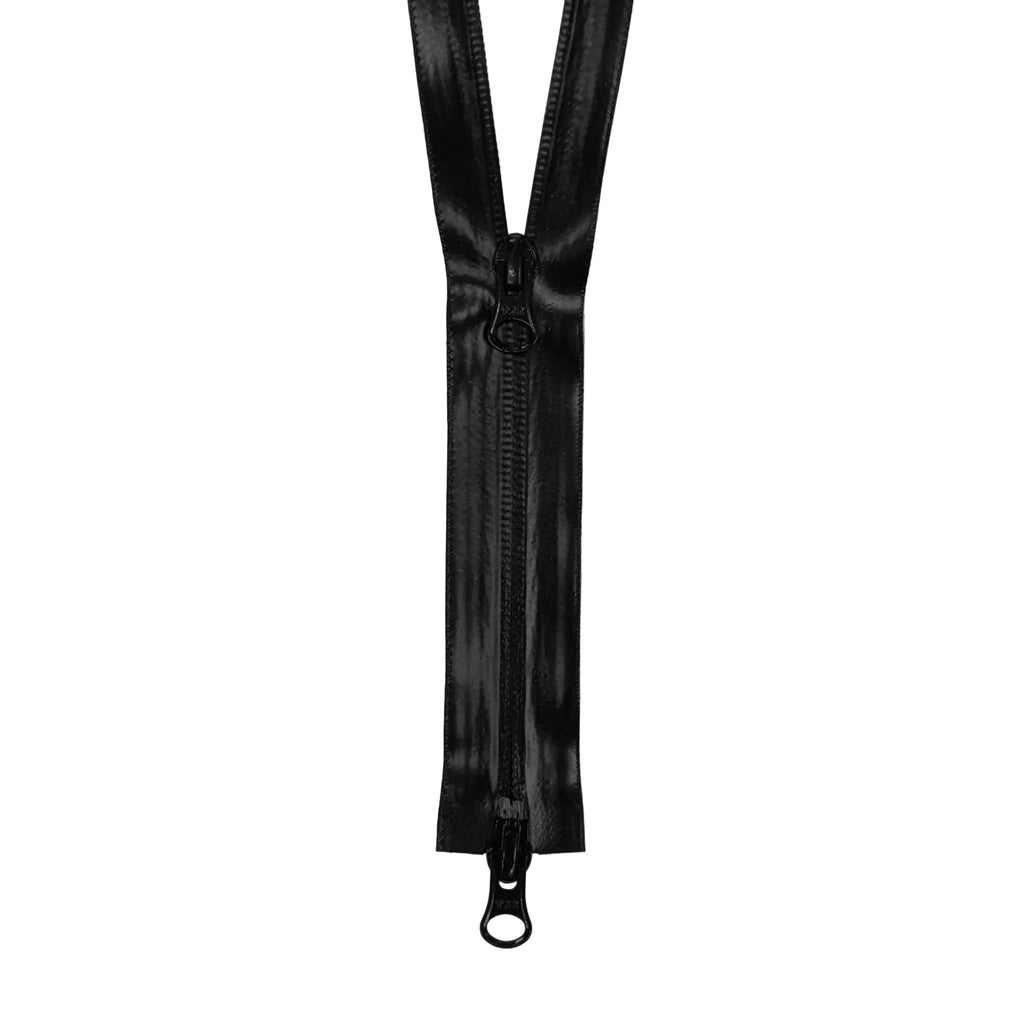 YKK AquaGuard #5 Coil Two-Way Open End Zipper - Waterproof, Smooth Shiny Black