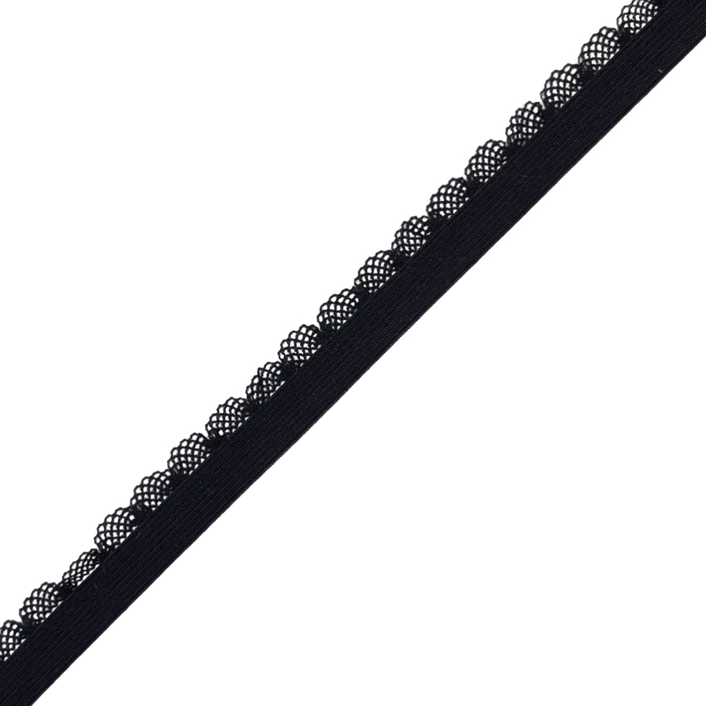 1/2" Scalloped Lace Elastic - Black