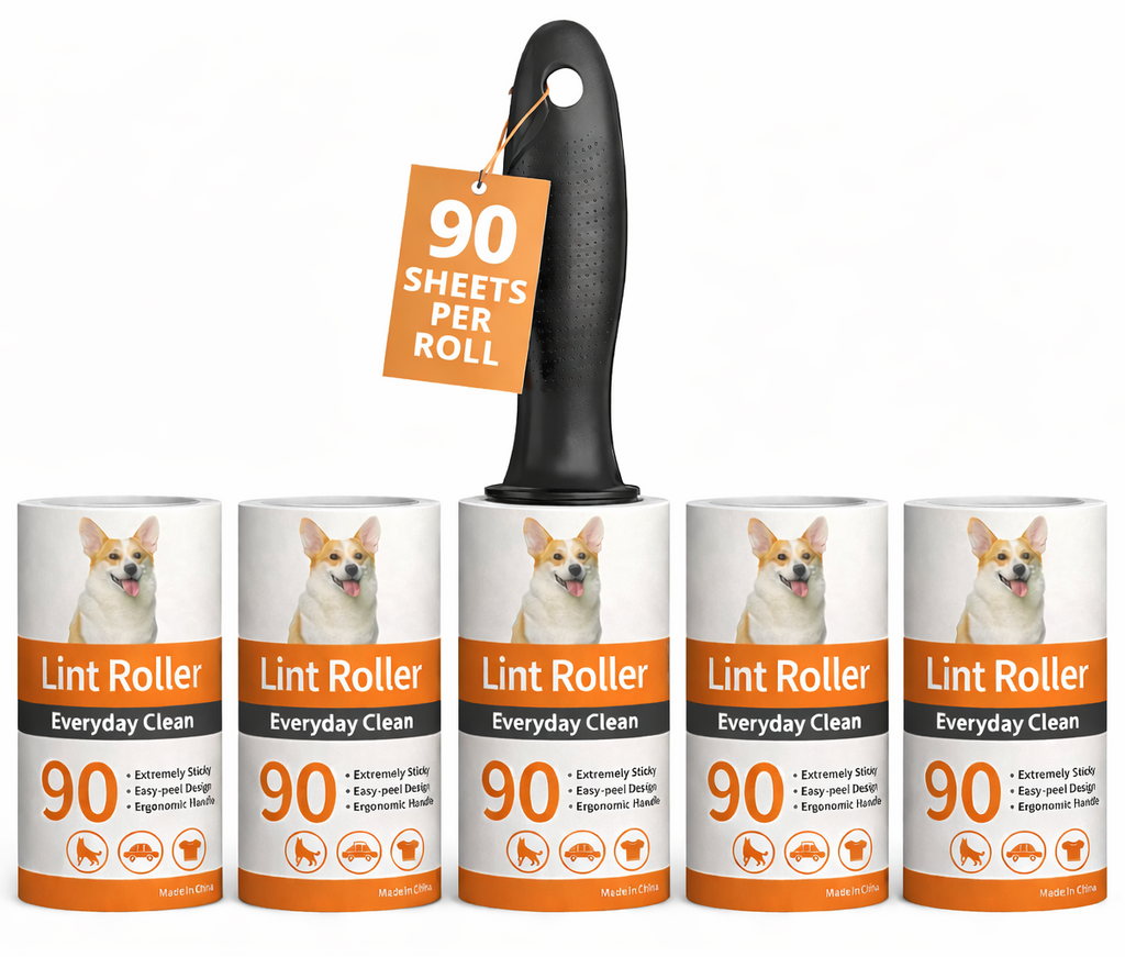 Extra Sticky Lint Roller 5 Pack With 1 handle (90 Layers each)