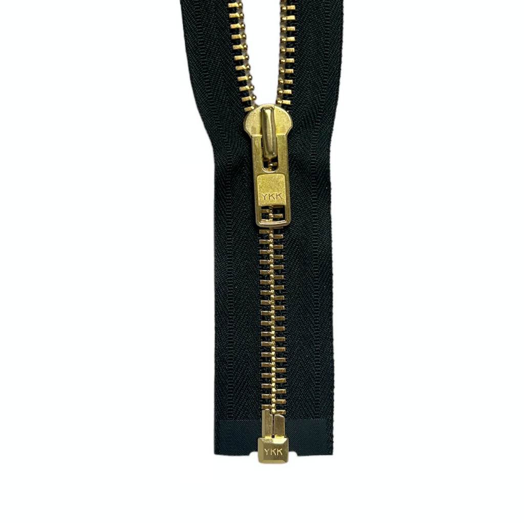 YKK #10 Brass One-Way Open End Zippers - Black