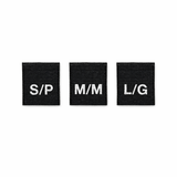 Woven Garment Size Tag Labels - Black, White (40-pack)