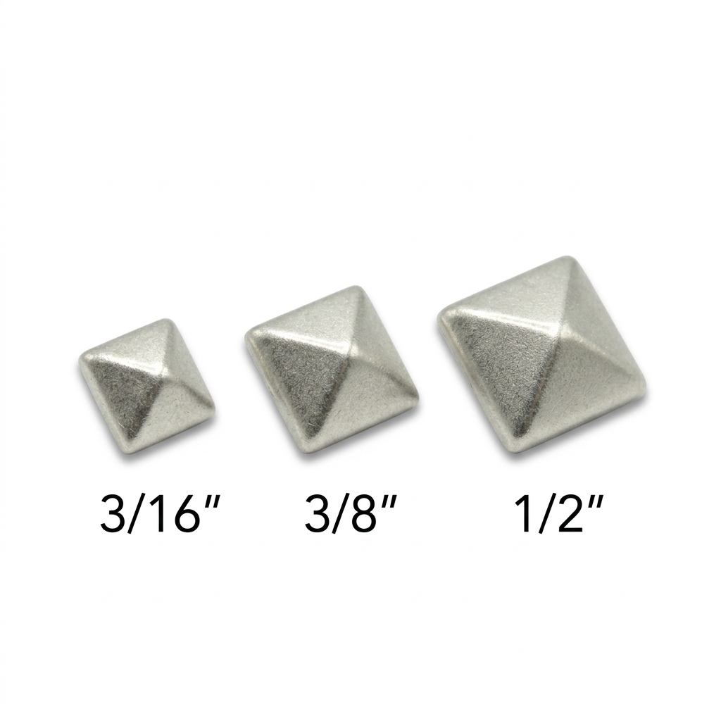 Frosted Silver Pyramid Studs - Sizes 3/16", 1/4", 3/8", 1/2"