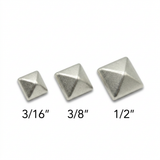 Frosted Silver Pyramid Studs - Sizes 3/16", 1/4", 3/8", 1/2"