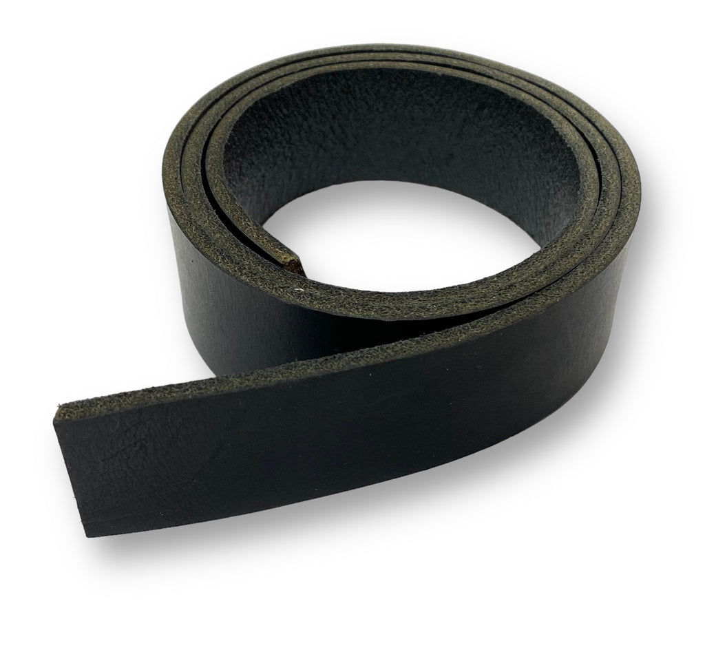 6/7 oz Black Belt Leather Straps (By the Foot)