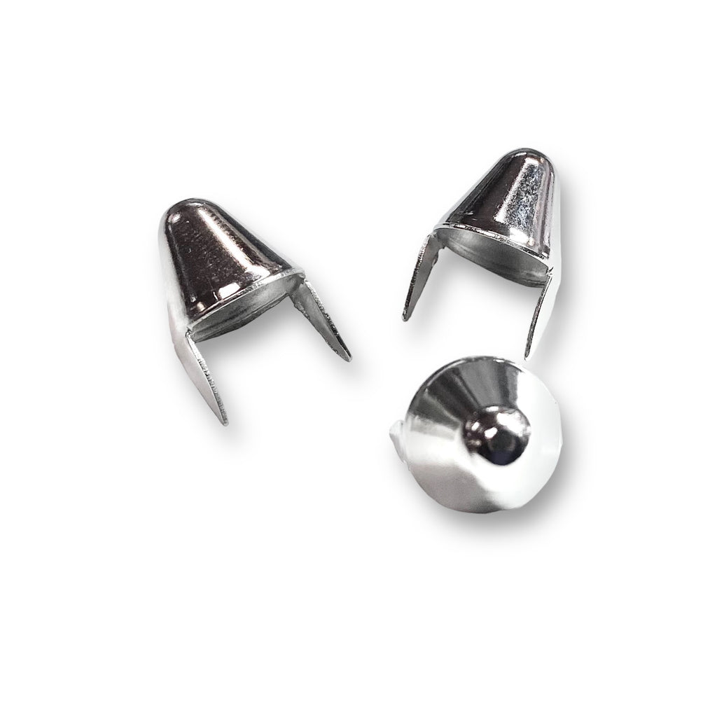1/2" Silver Rounded Cone Studs, 2 Prong (40-pack)