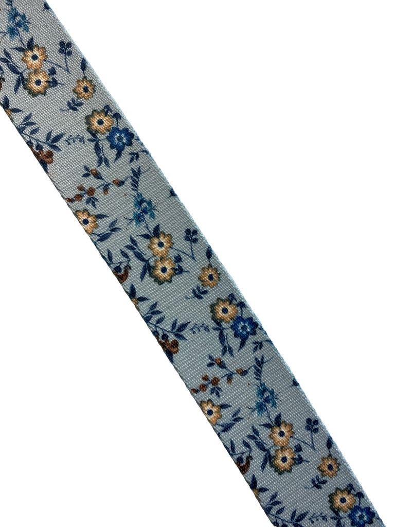 1.5" Blue Floral Polyester Webbing (By the Yard)