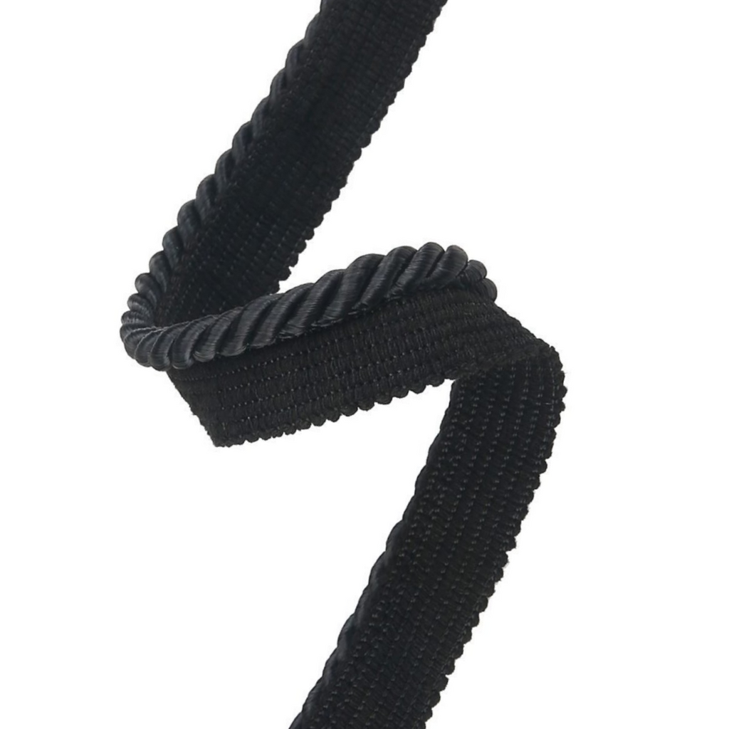 Rayon Twist Rope Piping - Black (2 Sizes)