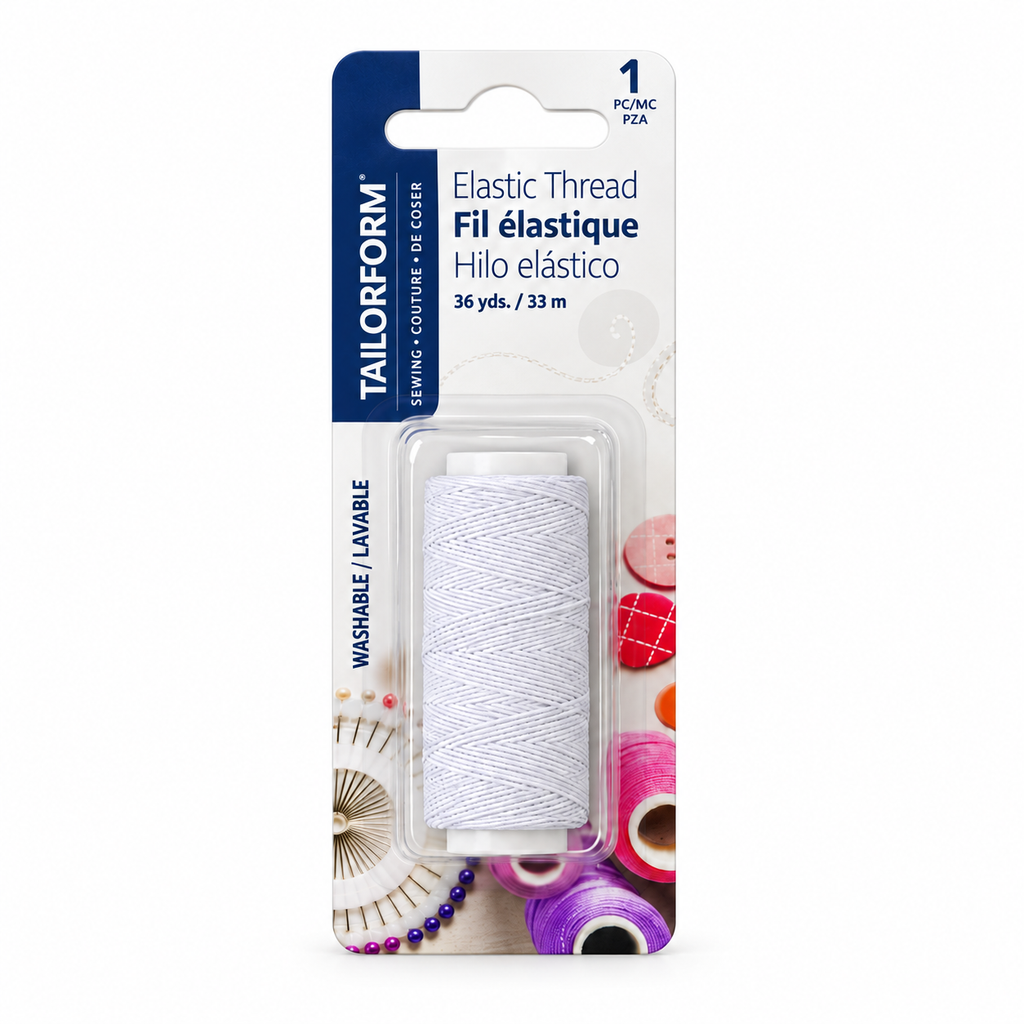 White Tailorform elastic thread, 36 yd / 33 m