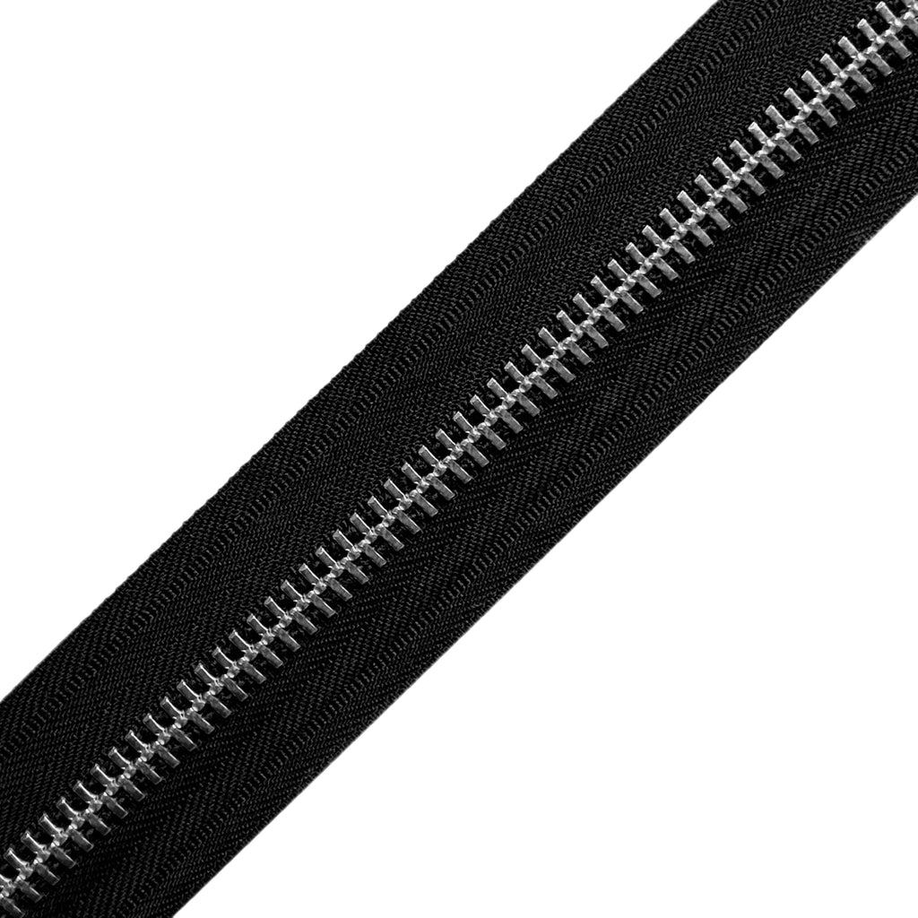 YKK Black #10 Metal Zippers - Aluminum (by the yard)