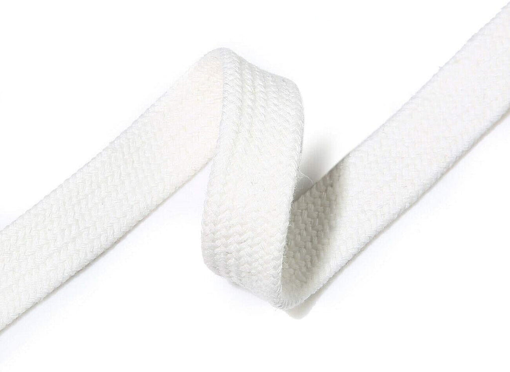 Flat Cotton Tubular Braided Drawstring Cord - Black & White, 8mm, 10mm ...