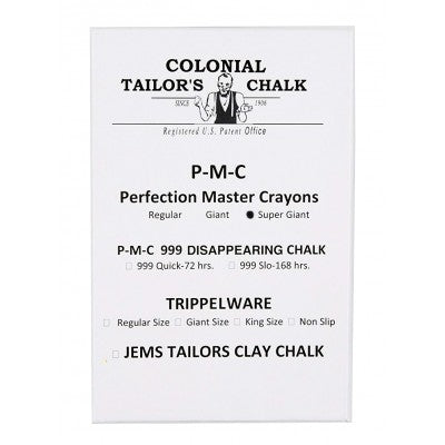 Box of Colonial Tailors Chalk - White - Super Giant (32 pieces)