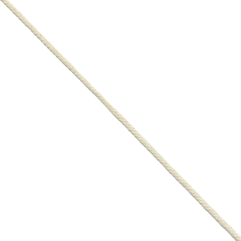 2.8mm Cotton Braided Round Cord - Natural and White (by the yard)