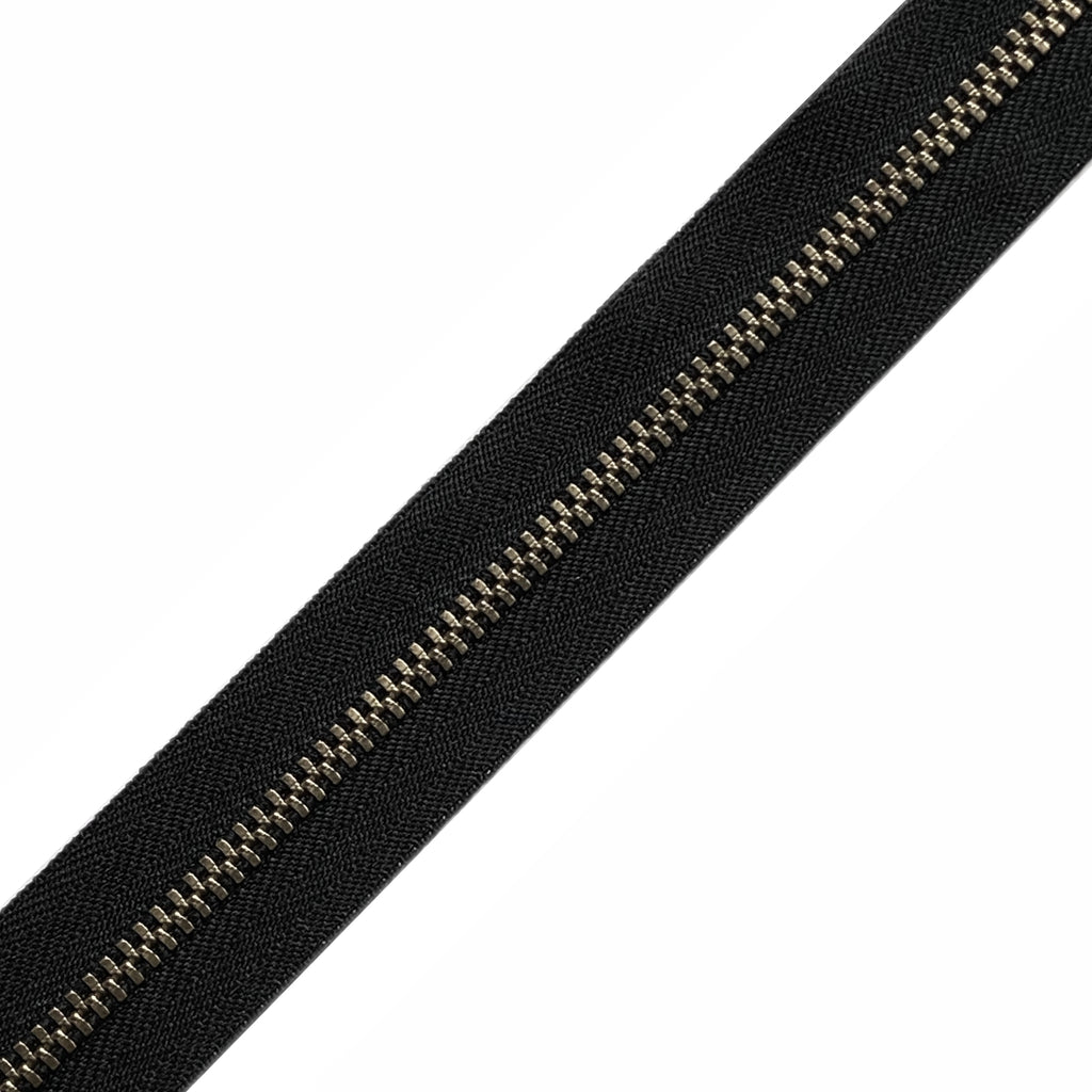 YKK Black #4.5 Metal Zippers - Nickel (by the yard)