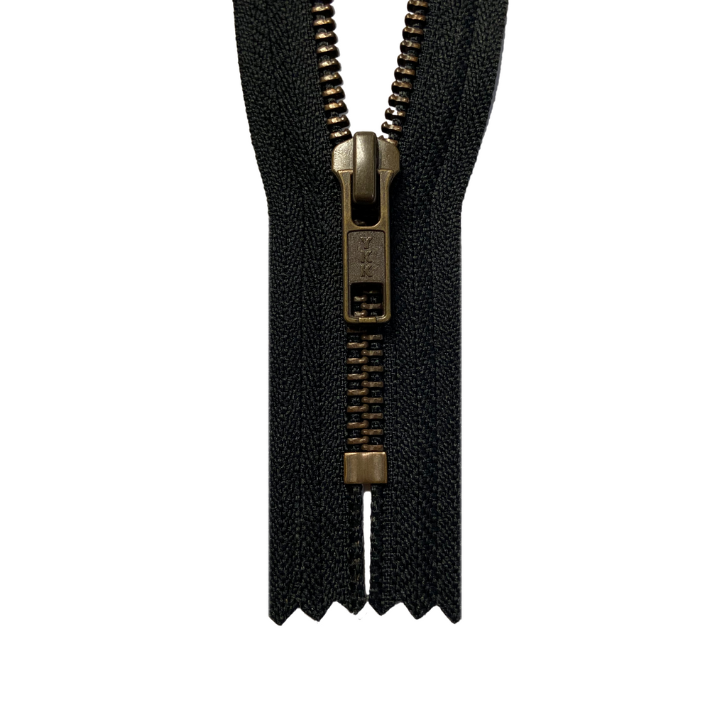 YKK #5 Antique Brass Closed-End Zipper - Black