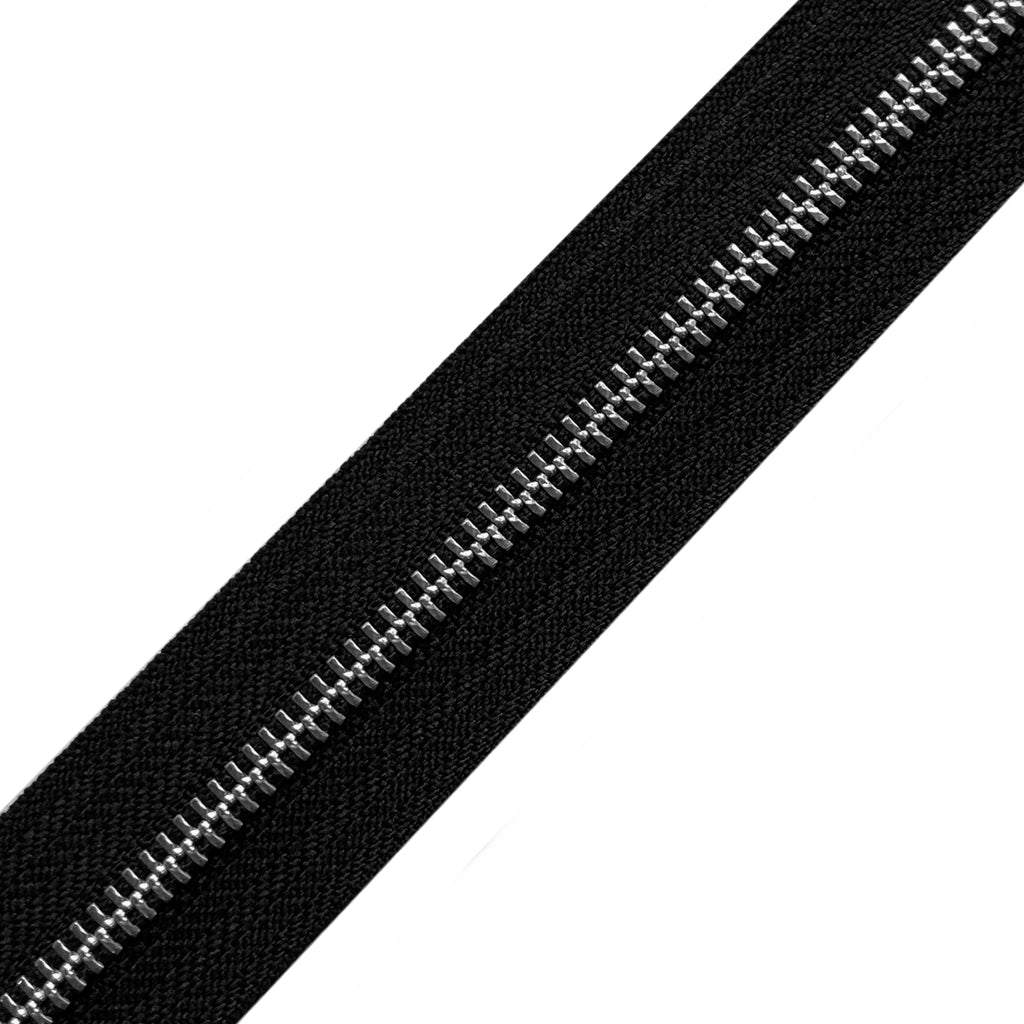 YKK Black #5 Aluminum Zipper - Black (by the yard)