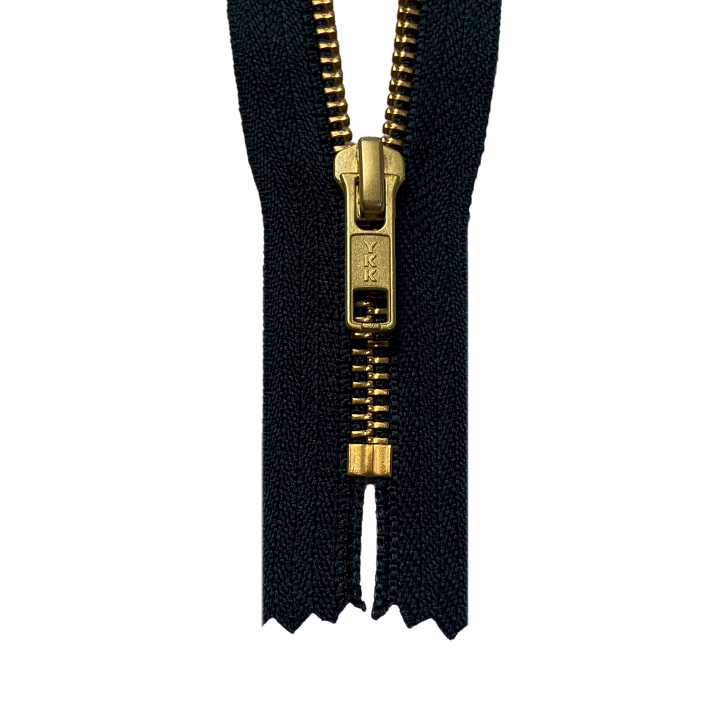 YKK #5 Antique Brass Closed-End Zipper - Black