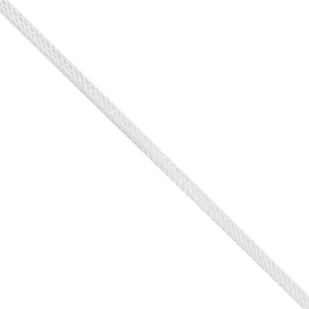 5mm Polyester Flat Braided Cord - White (by the yard)