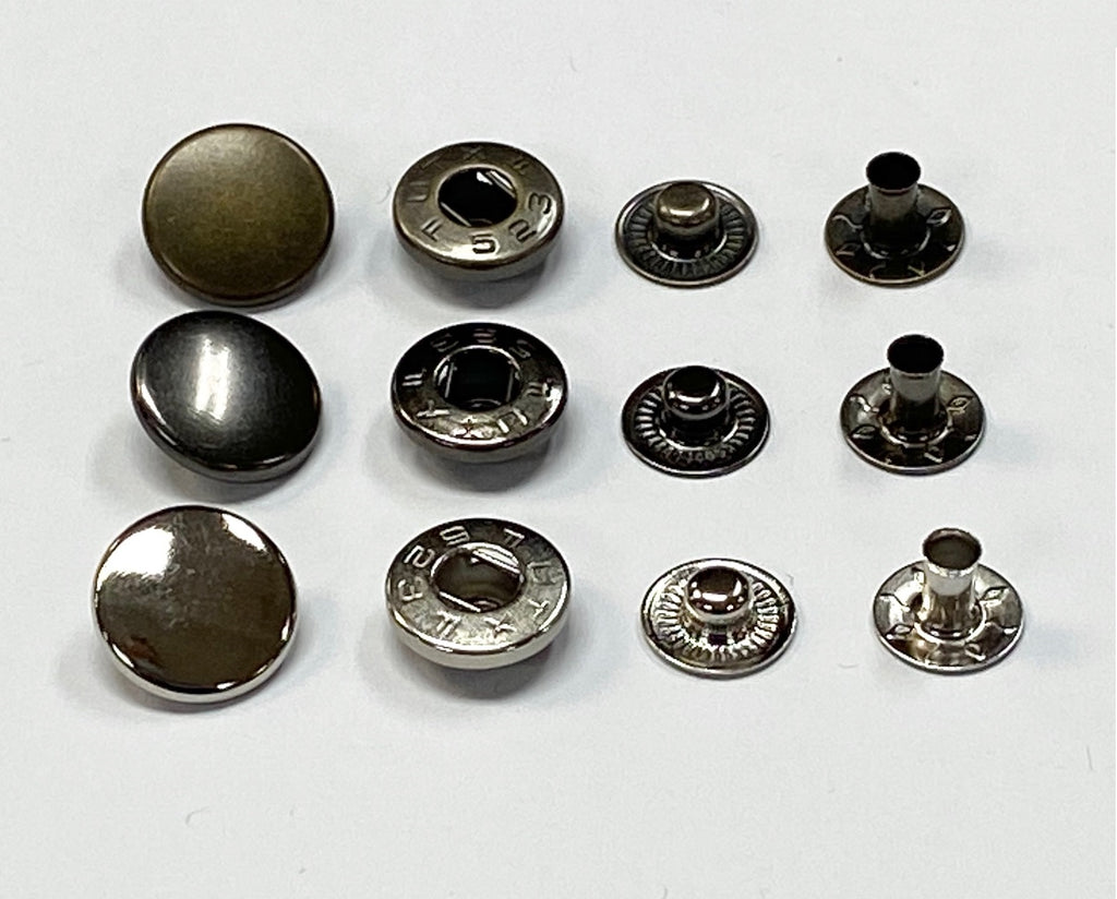 Trimming Shop 15mm S Spring Press Studs Snap Fasteners Plastic Cap with  Gunmetal Black Metal Back Snap Buttons - Navy, 100pcs