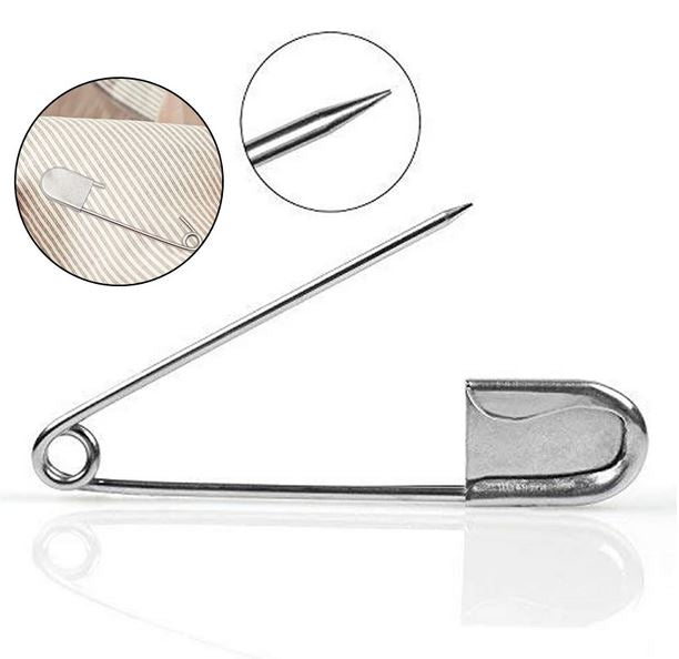 6Pcs. Extra Large Safety Pin Giant Jumbo Pins Heavy Duty Stainless Steel  5Inches