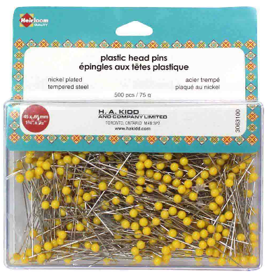 HEIRLOOM Quilting Plastic Head Pins Yellow - 500pcs -