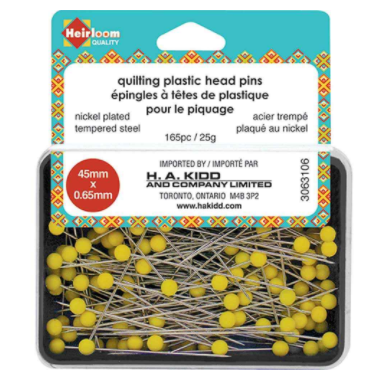 HEIRLOOM Quilting Plastic Head Pins Yellow - 45mm (13⁄4″)